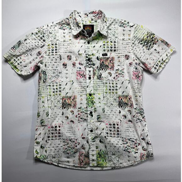 RVCA Other - Christian Fletcher + RVCA Men's Short Sleeve White Geo Print Button Up Shirt - S